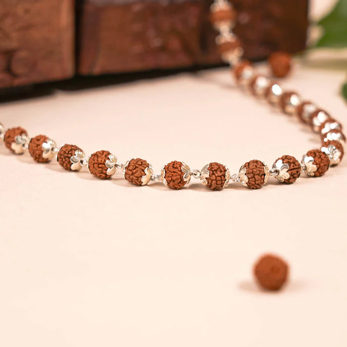 Rudraksha Silver Mala ( 8 – 9 mm Rudraksha Size)