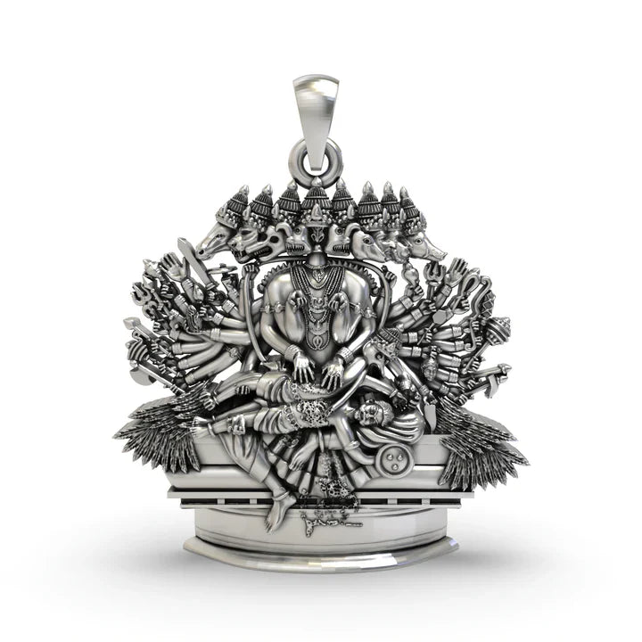 925 Silver Ashta Mukha Ganda Bherunda Pendant | Rare Fierce Form of Lord Narasimha