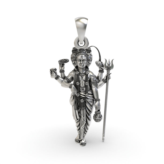 925 Silver Guru Dattatreya Pendant – Tridev Avatar Spiritual Jewelry | Handmade Devotional Pendant for Protection & Wisdom