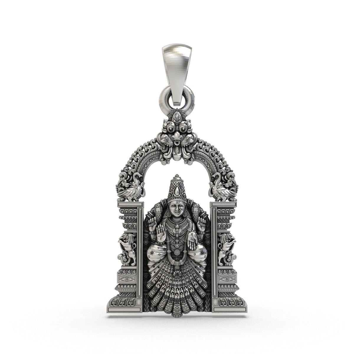 925 Silver Alamelu Manga Padmavathi Devi Pendant | Lakshmi Avatar Jewelry for Wealth & Prosperity | South Indian Temple Style Goddess Pendant