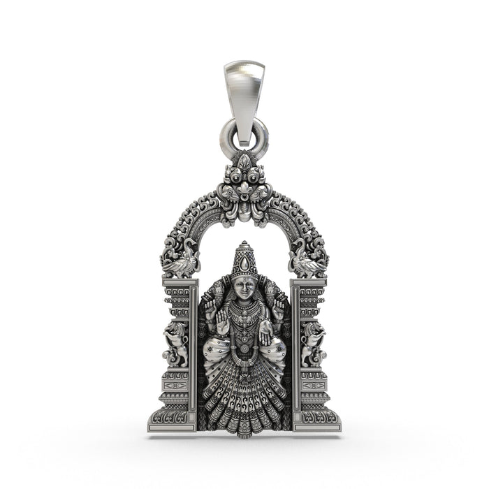 925 Silver Alamelu Manga Padmavathi Devi Pendant | Lakshmi Avatar Jewelry for Wealth & Prosperity | South Indian Temple Style Goddess Pendant