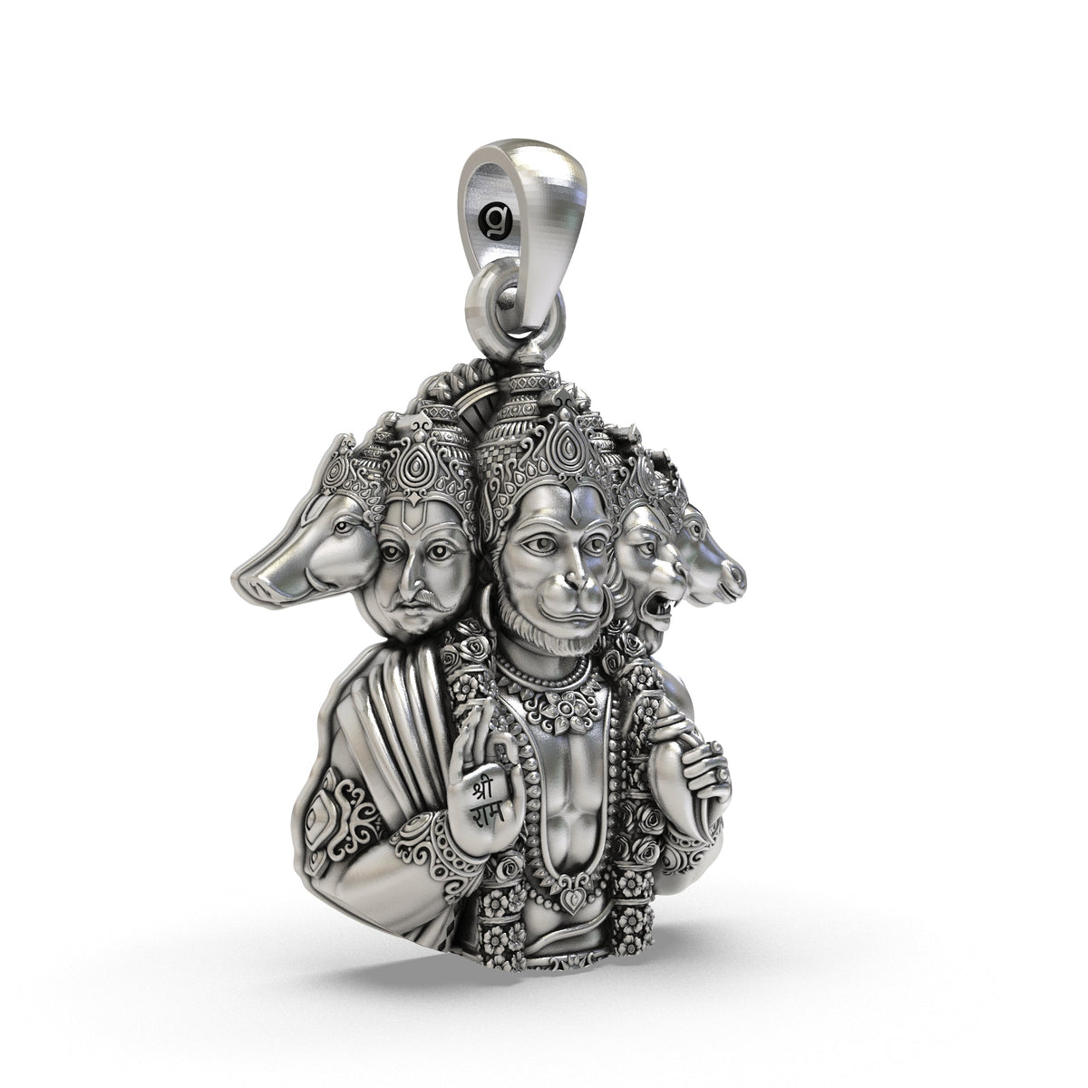925 Silver Panchmukhi Hanumanji Pendant for Protection & Strength - Divine Hindu God Jewelry