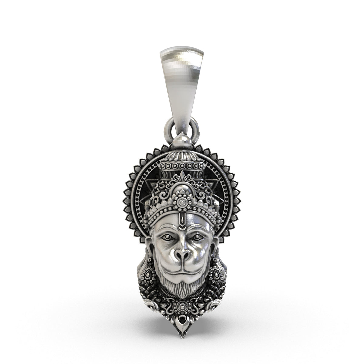 925 Silver Hanumanji Face Pendant – Lord Hanuman Jewelry | Handmade Devotional Pendant for Strength & Protection
