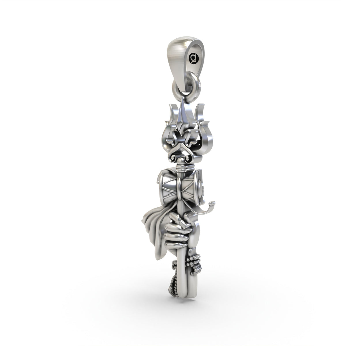 925 Silver Trishul Pendant with Shiva Hand – Divine Protection & Spiritual Strength Symbol
