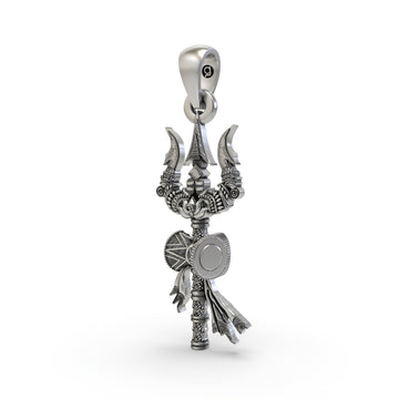 925 Silver Trishul Pendant – Lord Shiva Trident Necklace for Protection, Power & Devotion