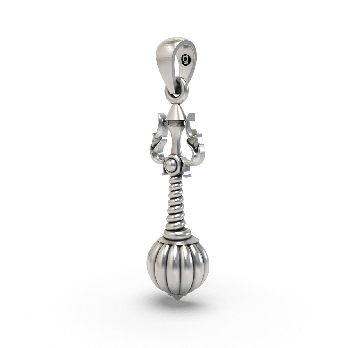 925 Sterling Silver Trishul Gada Pendant — Mahadev Spiritual Temple Jewellery