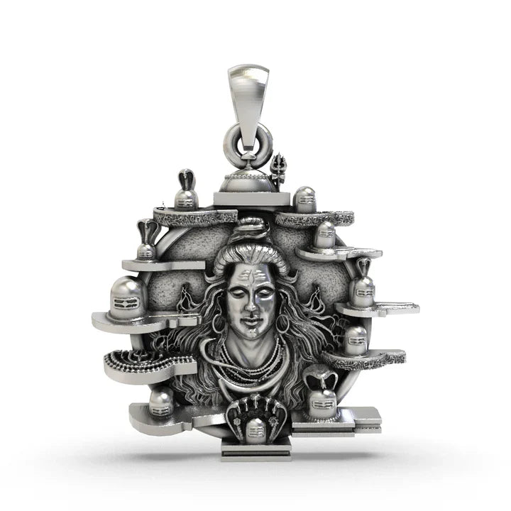 12 Jyotirlinga 925 Silver Pendant for Divine Protection & Blessings
