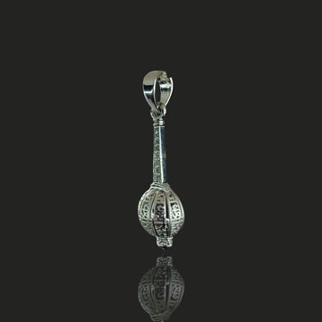 925 Sterling Silver Hanuman Gada Pendant | Bajrangbali Mace Locket | Hindu Spiritual Protection Jewelry Gift