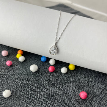 Pear American Diamond Solitaire Pendant Necklace - varudijewellers