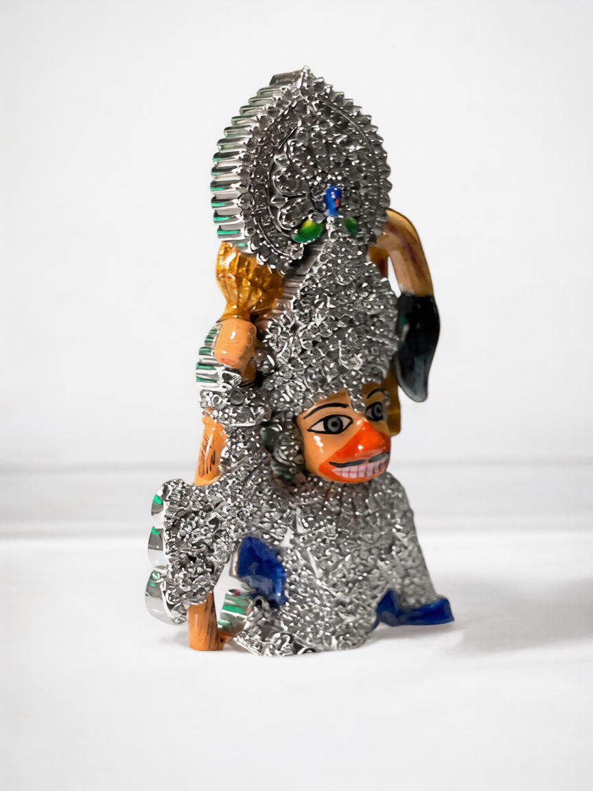 925 Silver Salangpur Kashtbhanjan Hanumanji Pendant – Unique Enamel & Stone Design for Protection & Devotion