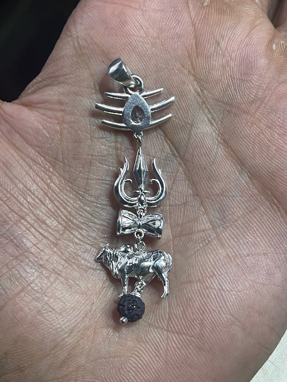 925 Silver Shiva Pendant with Trishul, Damru, Nandi & Rudraksha | Mahakal Spiritual Jewelry for Protection & Power
