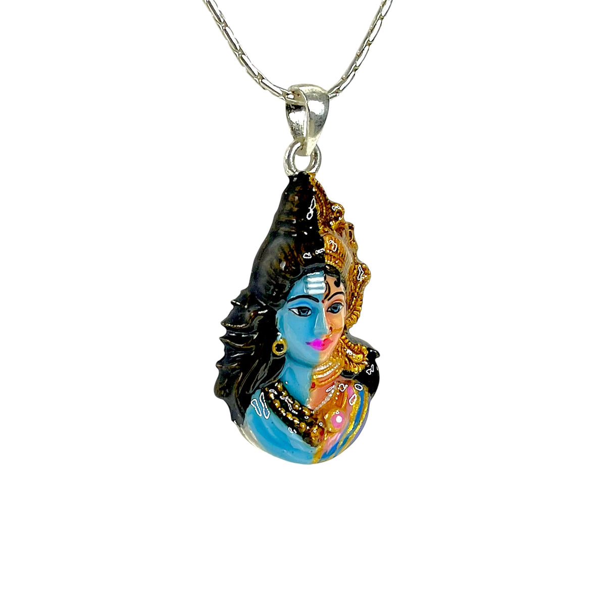 925 Sterling Silver Ardhanarishvara Pendant | Shiva Shakti Union Locket | Half Shiva Half Parvati Divine Balance Necklace