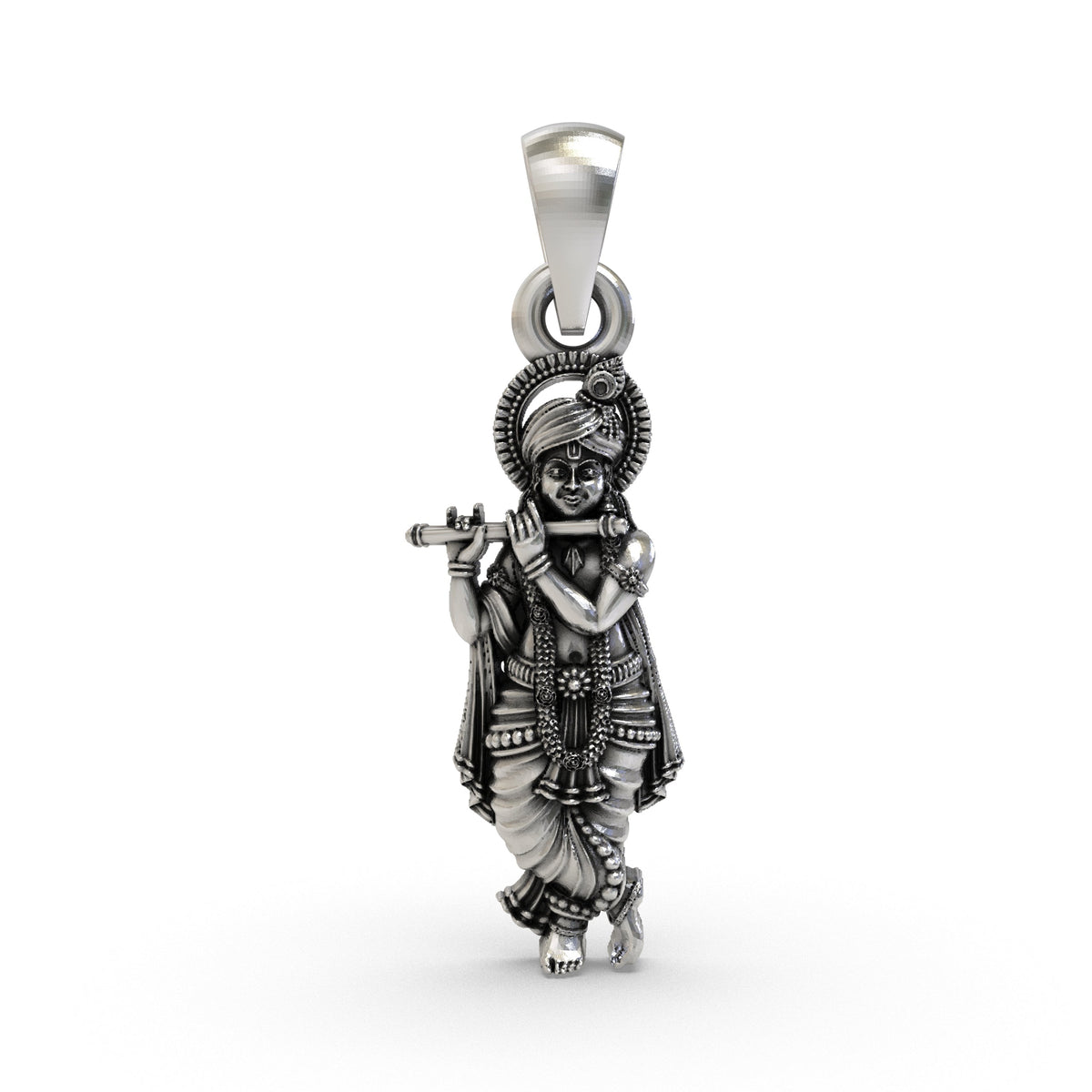 925 Silver Krishna Pendant | Sterling Silver Hindu God Vishnu Necklace, Vaishnav Spiritual Jewelry for Men & Women