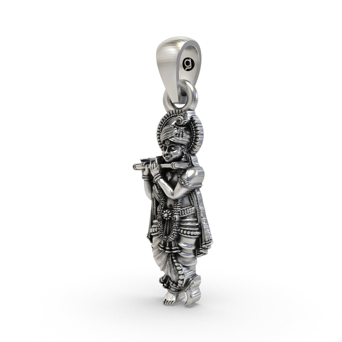 925 Silver Krishna Pendant | Sterling Silver Hindu God Vishnu Necklace, Vaishnav Spiritual Jewelry for Men & Women