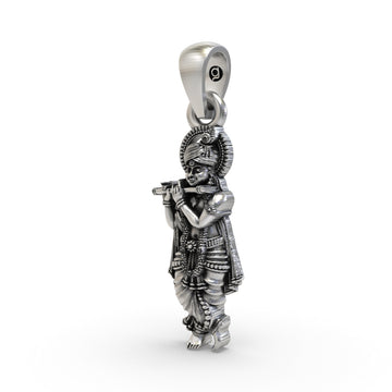 925 Silver Krishna Pendant | Sterling Silver Hindu God Vishnu Necklace, Vaishnav Spiritual Jewelry for Men & Women