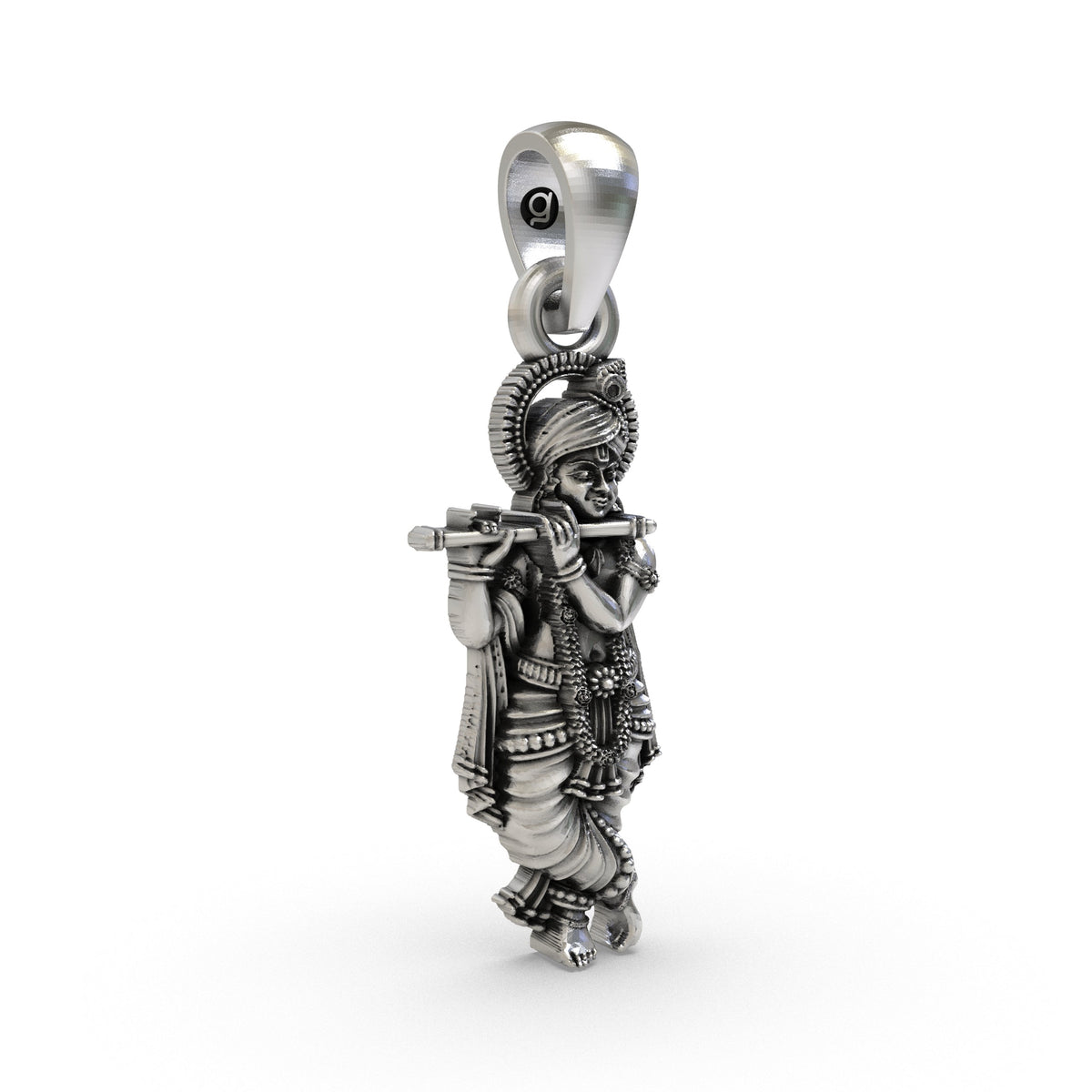 925 Silver Krishna Pendant | Sterling Silver Hindu God Vishnu Necklace, Vaishnav Spiritual Jewelry for Men & Women