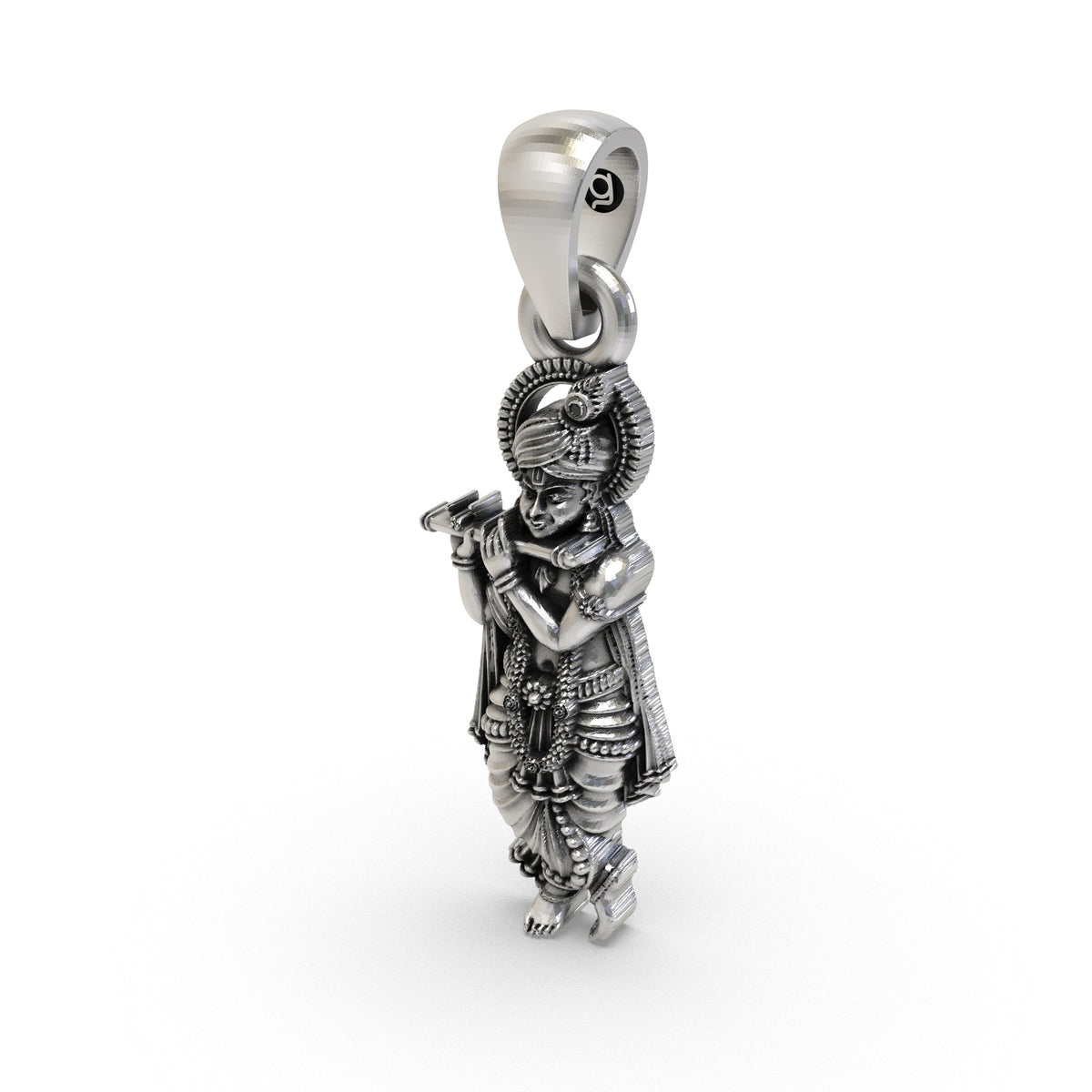 925 Silver Krishna Pendant | Sterling Silver Hindu God Vishnu Necklace, Vaishnav Spiritual Jewelry for Men & Women