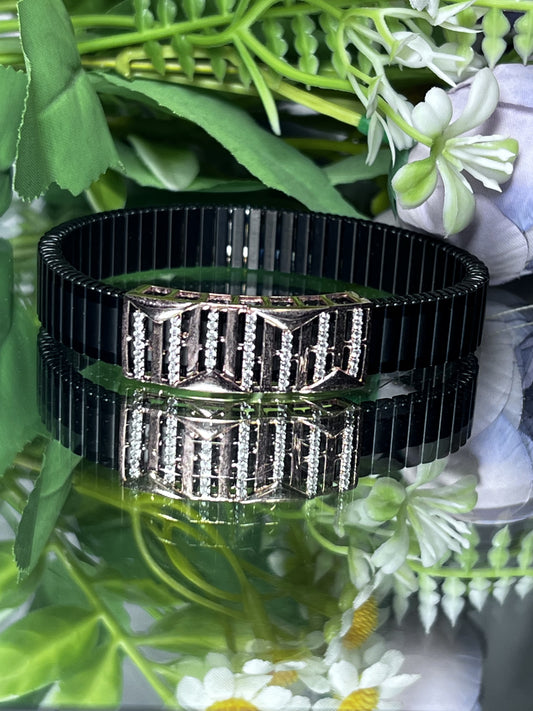 925 Silver Rolex Bracelet – Black Crown