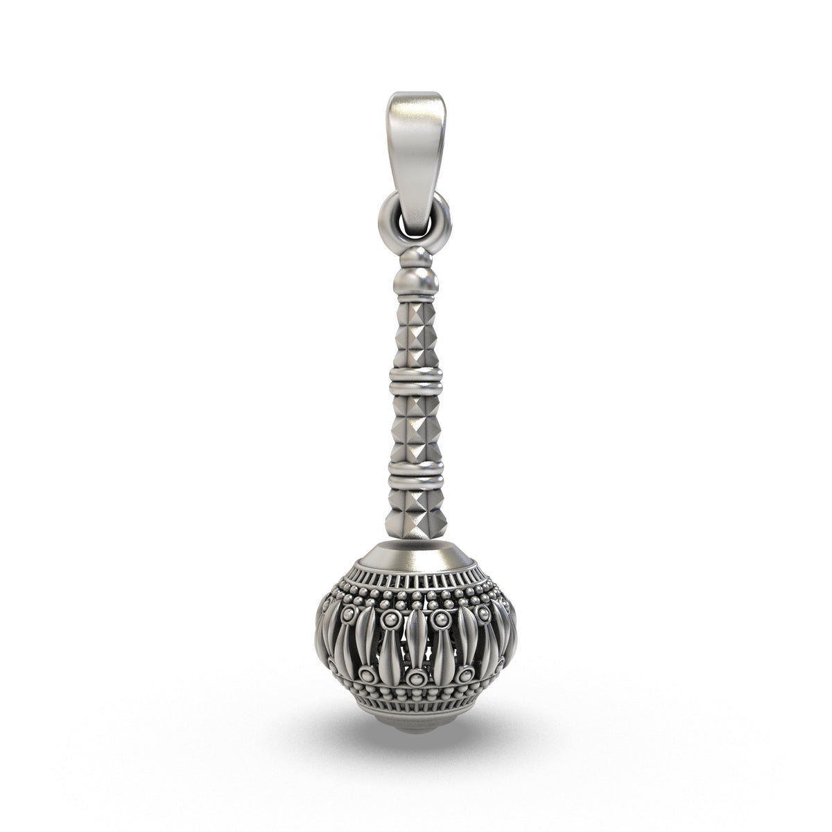 925 Silver Hanumanji Gada Pendant – Divine Strength, Protection & Spiritual Power Amulet