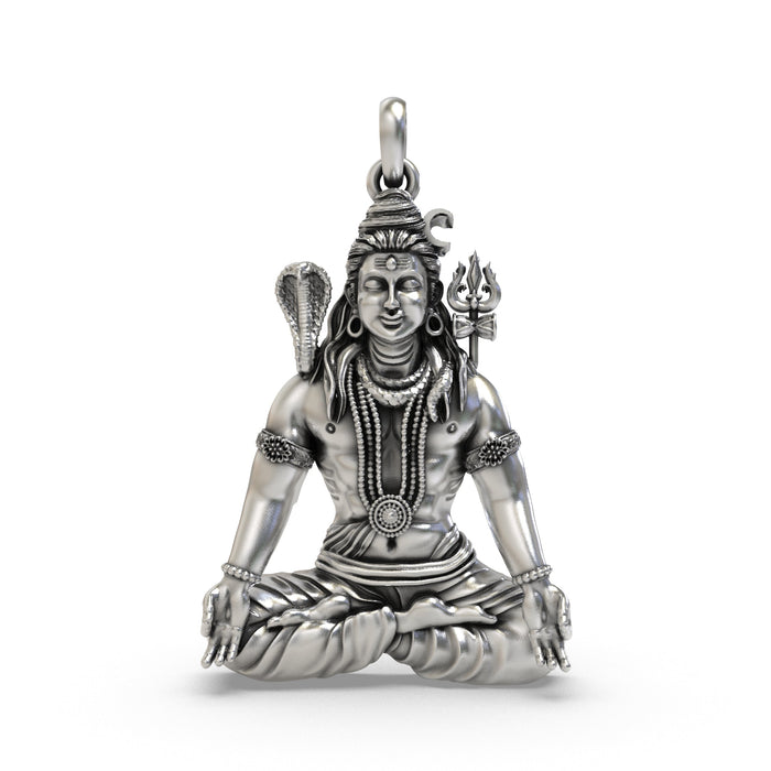 925 Silver Shiva Meditation Pendant  Peaceful Mahadev Yogic Pose Locket for Protection & Spiritual Energy