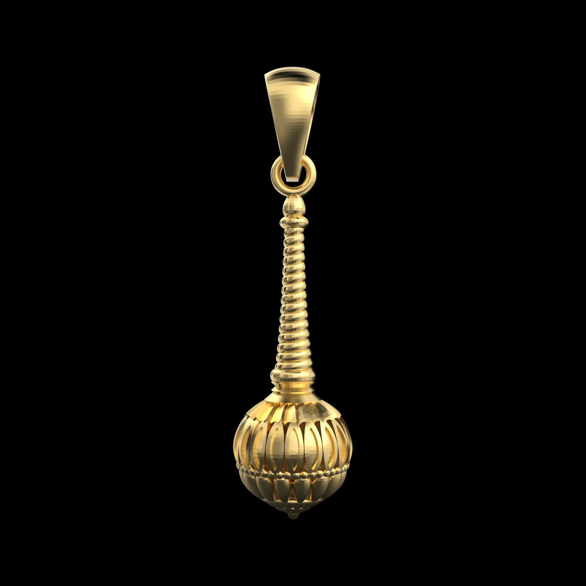 18K Gold Vermeil Gada Pendant – 925 Silver Temple Jewelry | Symbol of Strength, Courage & Devotion