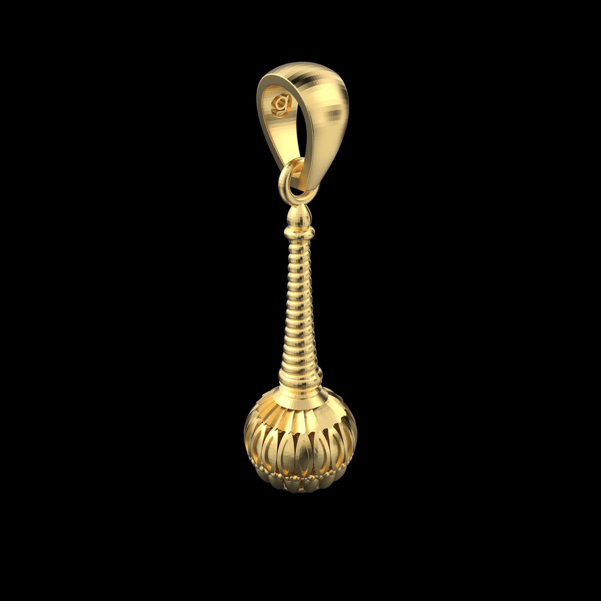 18K Gold Vermeil Gada Pendant – 925 Silver Temple Jewelry | Symbol of Strength, Courage & Devotion