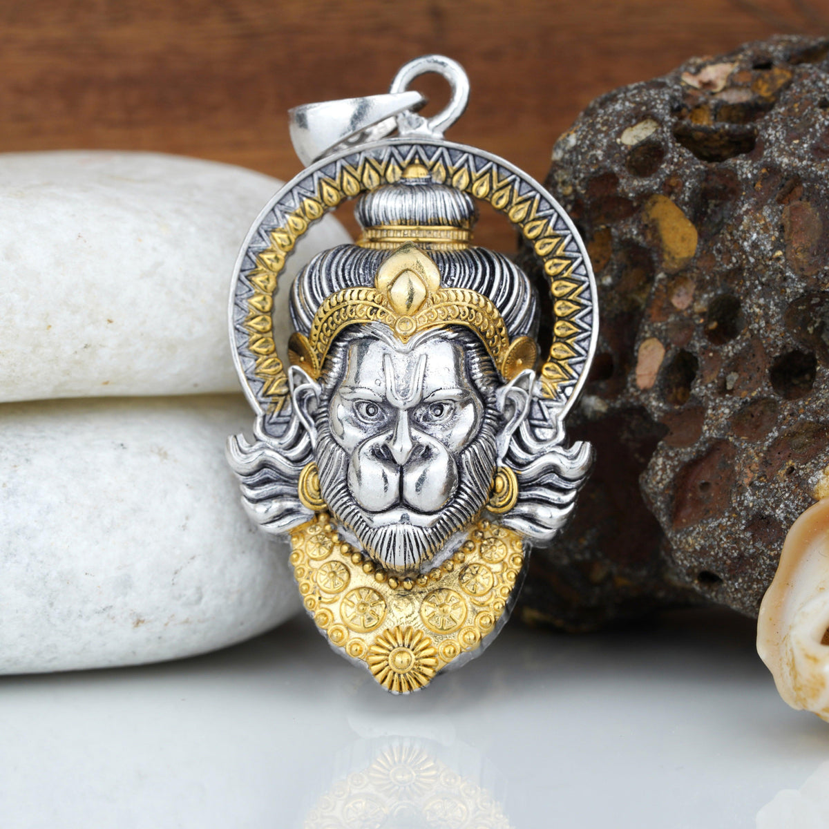 925 Silver Hanumanji Face Pendant | Bajrangbali Hanuman Locket for Men & Women | Mahaveer God Jewelry | Spiritual Hindu Religious Gift